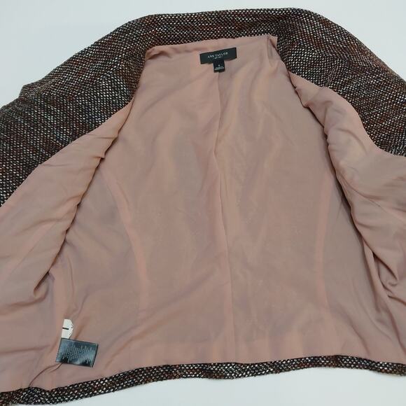 Ann Taylor Black, Brown, White, Pink Blazer Women’s Size 6 Crop Moto Style - Picture 9 of 10